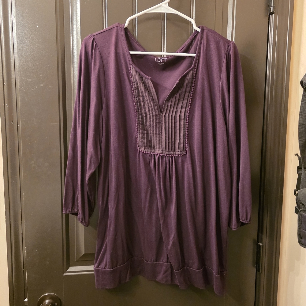 Ann Taylor LOFT Women's Deep Purple Tunic Top